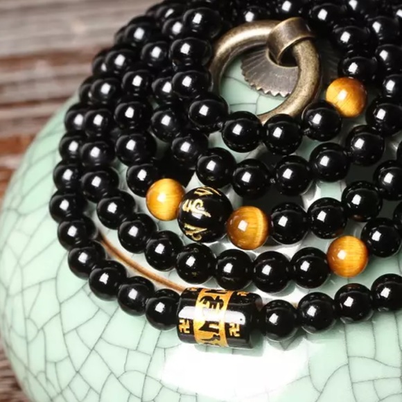 Natural Brazilian onyx and tigers eye Meditation Mala necklace/bracelet - Picture 4 of 4